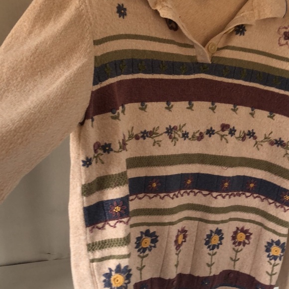 Vintage Embroidered Floral Alfred Dunner Sweater Cottagecore Ramie Cotton Blend - Picture 2 of 14